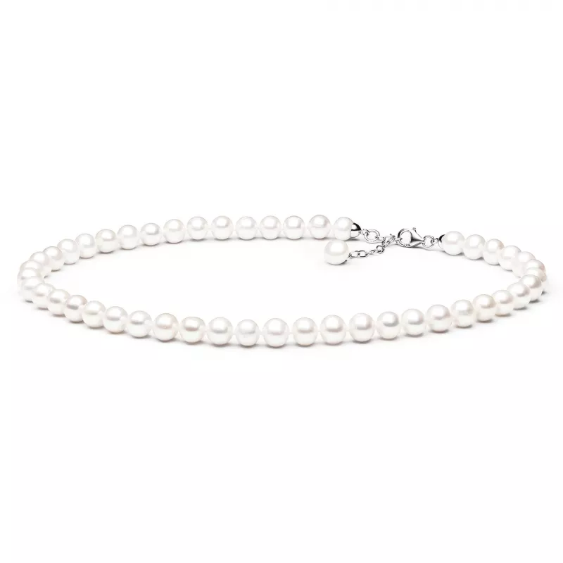 Gaura Pearls Perlenkette - weiß, rund, 8 mm, 40-43 cm, 925 Silber Gaura Pearls Perlenkette - weiß, rund, 8 mm, 40-43 cm, 925 Silber