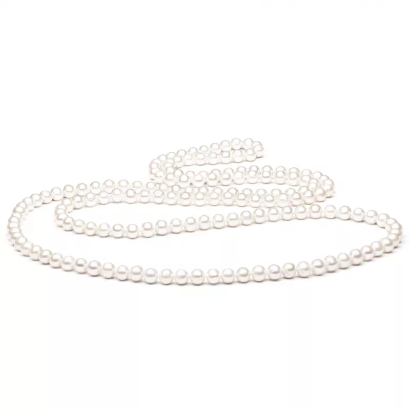 Gaura Pearls Perlenkette - weiß, rund, 8 mm, 130 cm, 925 Silber Gaura Pearls Perlenkette - weiß, rund, 8 mm, 130 cm, 925 Silber