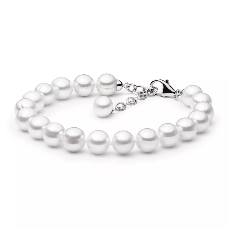 Gaura Pearls Perlenarmband - weiß, 9 mm, 925 Silber Gaura Pearls Perlenarmband - weiß, 9 mm, 925 Silber