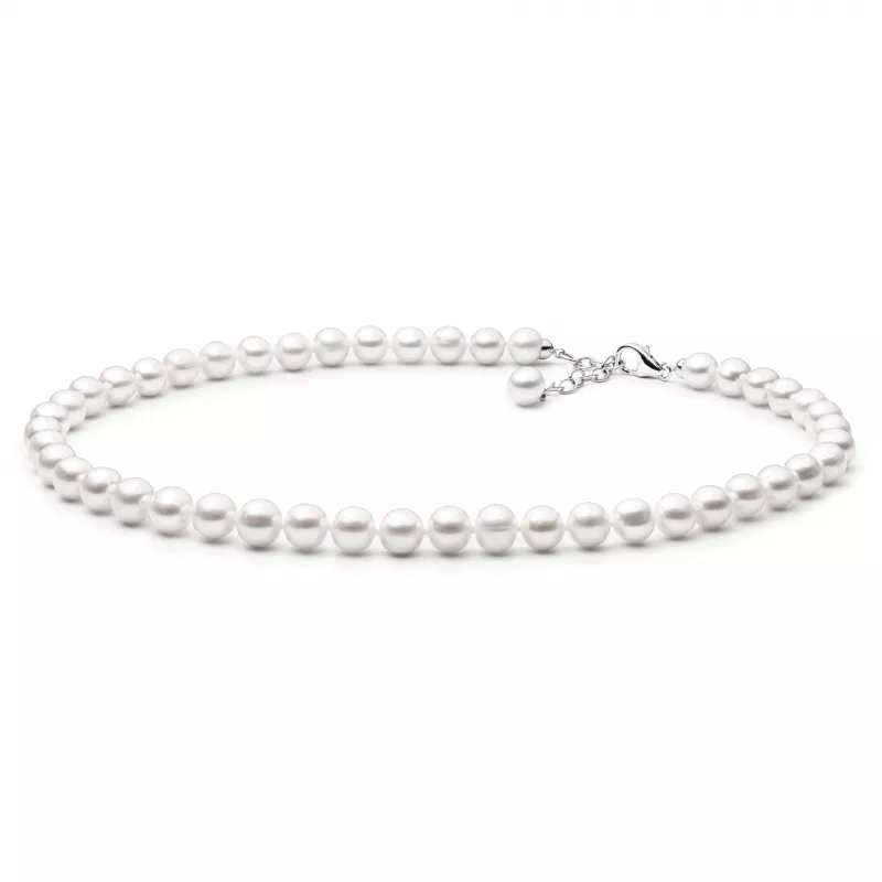 Gaura Pearls Perlenkette - weiß, rund, 9 mm, 45-48 cm, 925 Silber Gaura Pearls Perlenkette - weiß, rund, 9 mm, 45-48 cm, 925 Silber