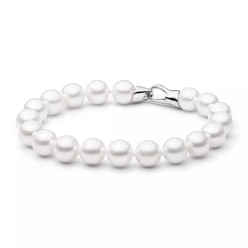 Gaura Pearls Perlenarmband - weiß, 9 mm, Designkarabiner, 925 Silber Gaura Pearls Perlenarmband - weiß, 9 mm, Designkarabiner, 925 Silber