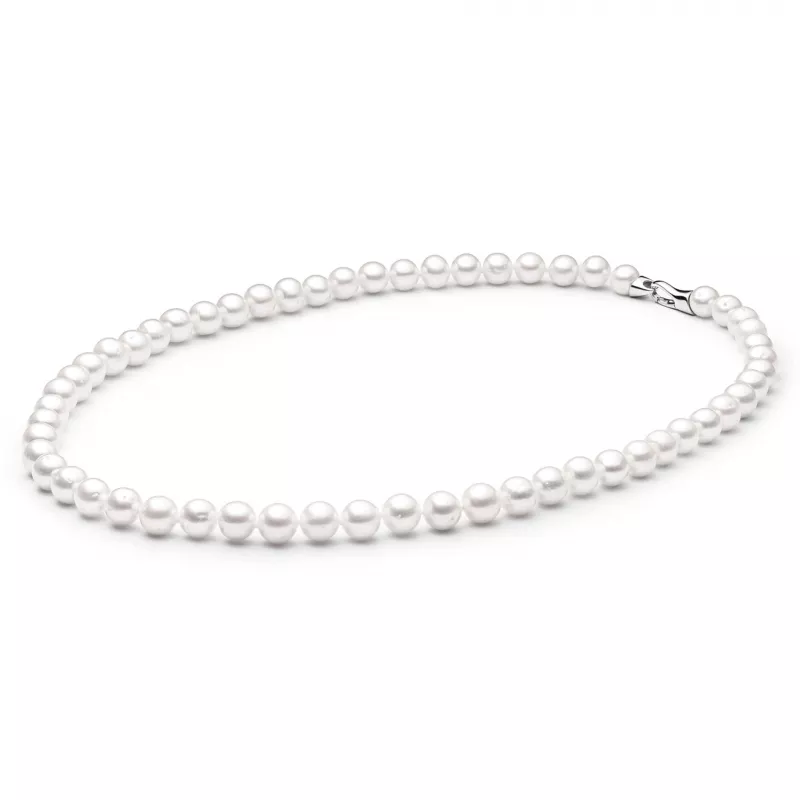 Gaura Pearls Perlenkette - weiß, rund, 9 mm, 50 cm, 925 Silber Gaura Pearls Perlenkette - weiß, rund, 9 mm, 50 cm, 925 Silber