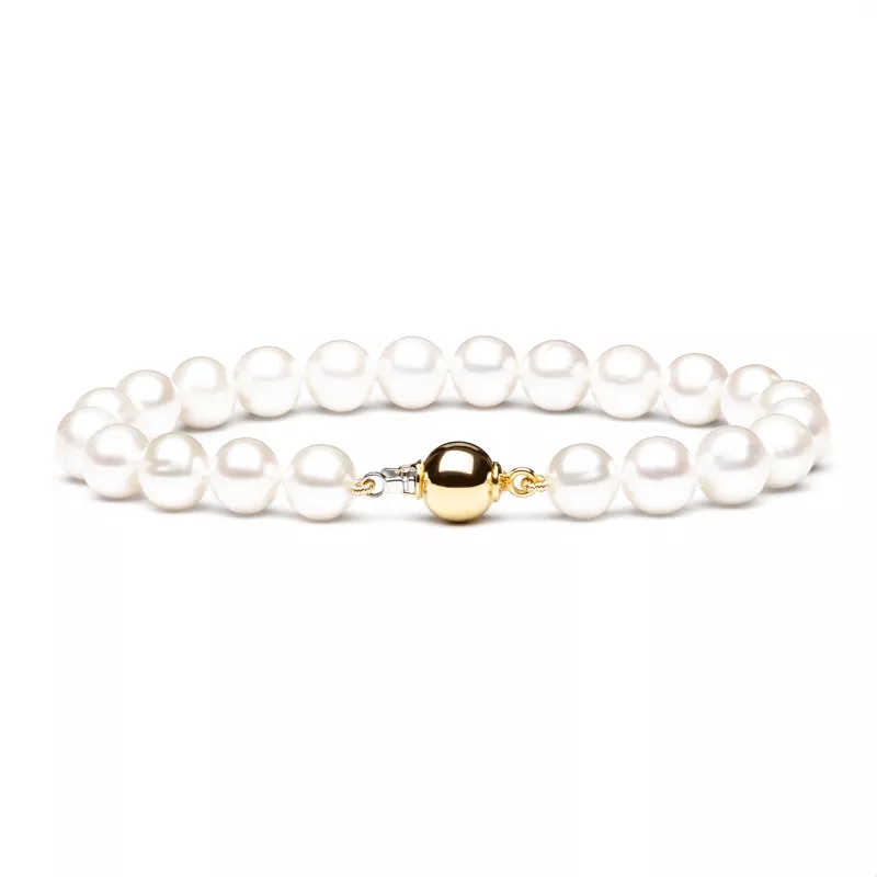 Gaura Pearls Perlenarmband - weiß, 8 mm, 585 Weiß/Gelbgold Gaura Pearls Perlenarmband - weiß, 8 mm, 585 Weiß/Gelbgold