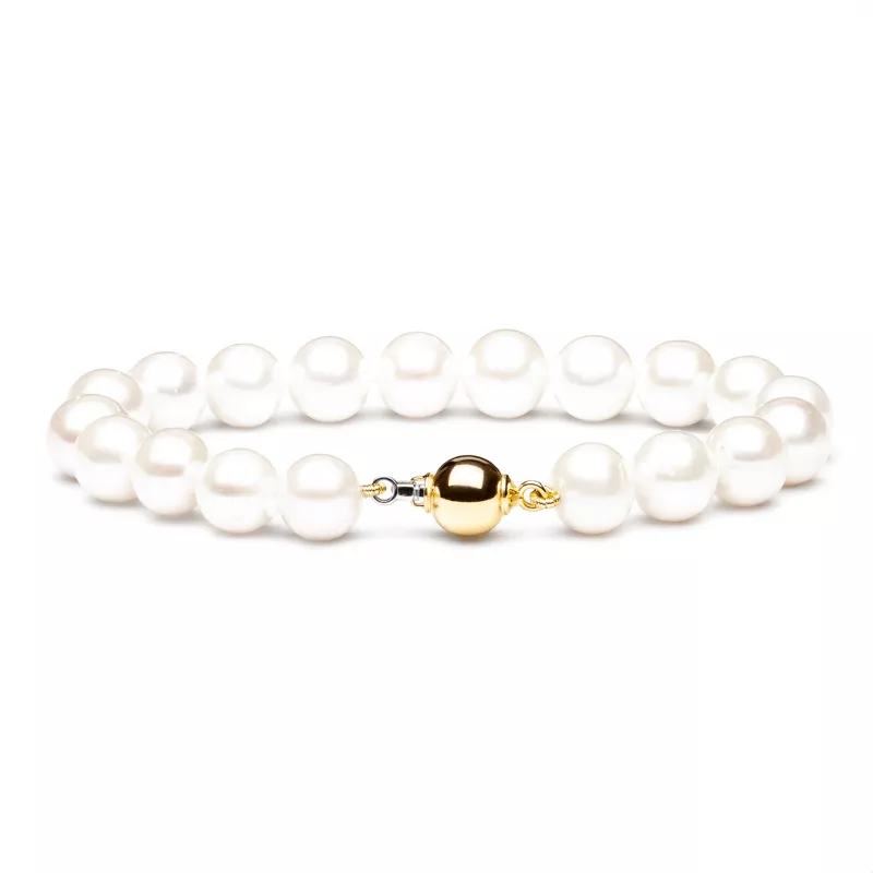 Gaura Pearls Perlenarmband - weiß, 9 mm, 585 Weiß/Gelbgold Gaura Pearls Perlenarmband - weiß, 9 mm, 585 Weiß/Gelbgold