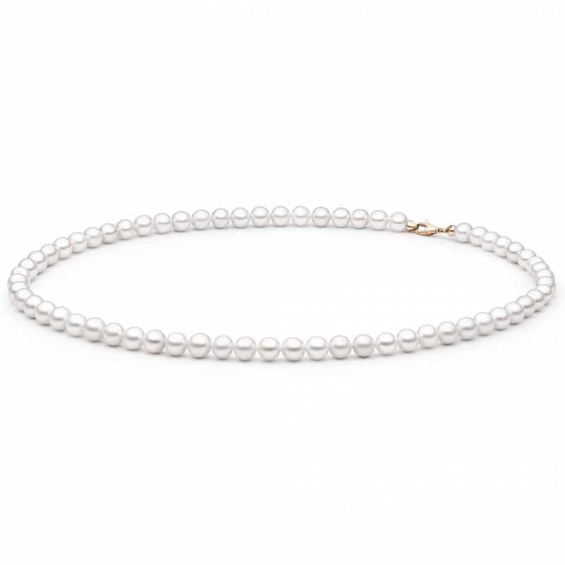 Gaura Pearls Perlenkette - weiß, klassisch, 40 cm, 585 Roségold