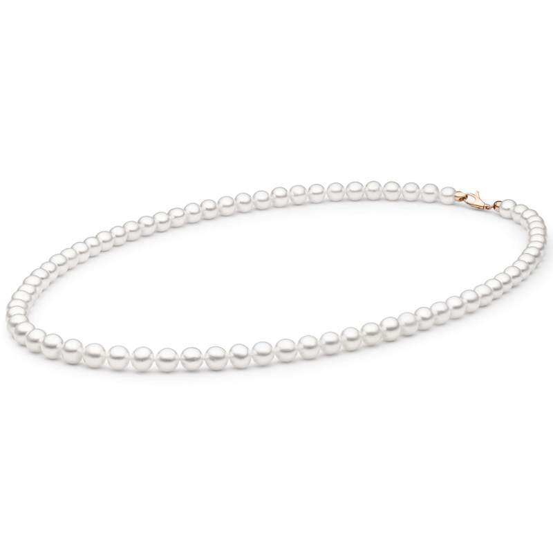 Gaura Pearls Perlenkette - weiß, klassisch, 50 cm, 585 Roségold