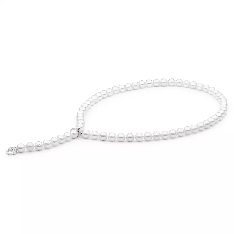 Gaura Pearls Perlenkette - weiß, rund, 45 cm, Zirkonia, 925 Silber Bild 2 Gaura Pearls Perlenkette - weiß, rund, 45 cm, Zirkonia, 925 Silber Bild 2
