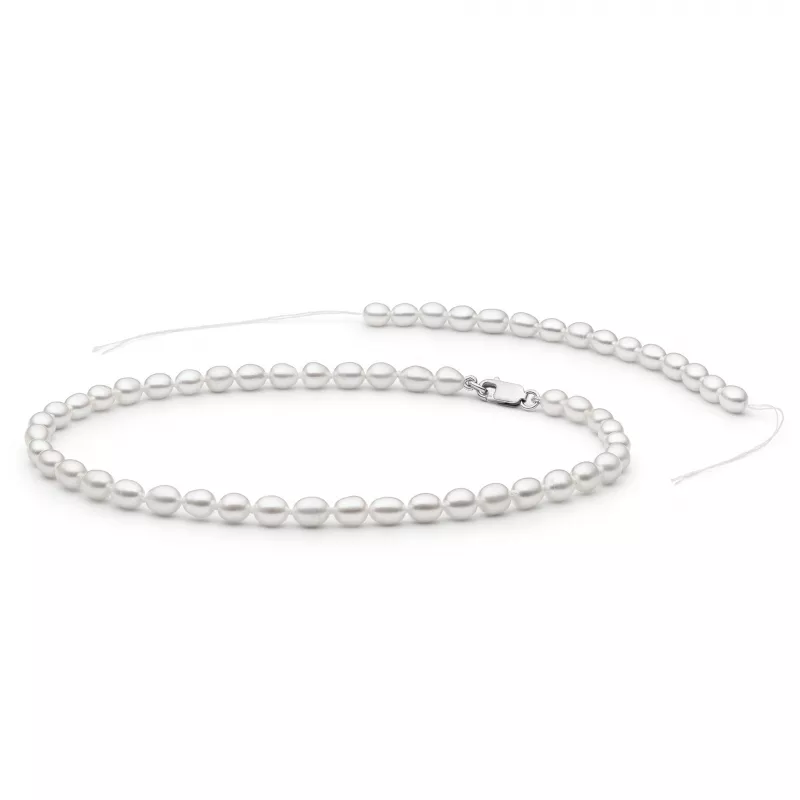 Gaura Pearls Perlenkette - weiß, reis, 6.5 mm, 35 cm, 925 Silber Gaura Pearls Perlenkette - weiß, reis, 6.5 mm, 35 cm, 925 Silber