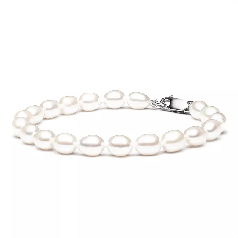 Gaura Pearls Perlenarmband - weiß, reis, 925 Silber Gaura Pearls Perlenarmband - weiß, reis, 925 Silber