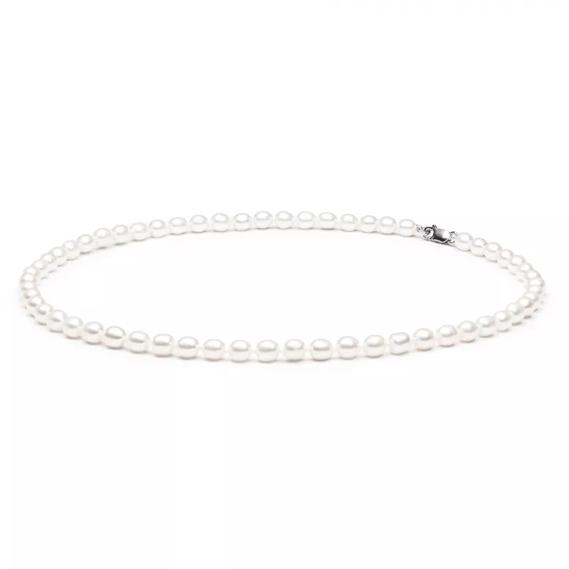 Gaura Pearls Perlenkette - weiß, reis, 6 mm, 40 cm, 925 Silber Gaura Pearls Perlenkette - weiß, reis, 6 mm, 40 cm, 925 Silber