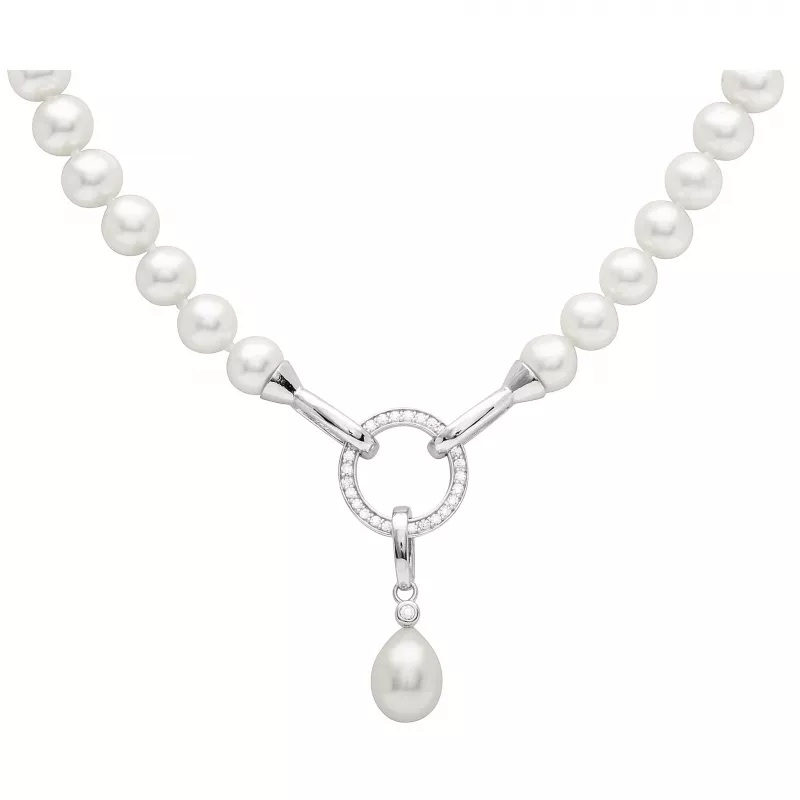 Gaura Pearls Perlenkette - weiß, Zirkonia, 50 cm, 925 Silber Gaura Pearls Perlenkette - weiß, Zirkonia, 50 cm, 925 Silber