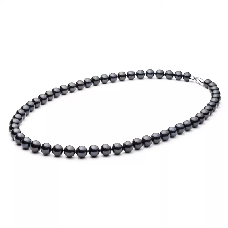 Gaura Pearls Perlenkette - schwarz, rund, 50 cm, 925 Silber Gaura Pearls Perlenkette - schwarz, rund, 50 cm, 925 Silber