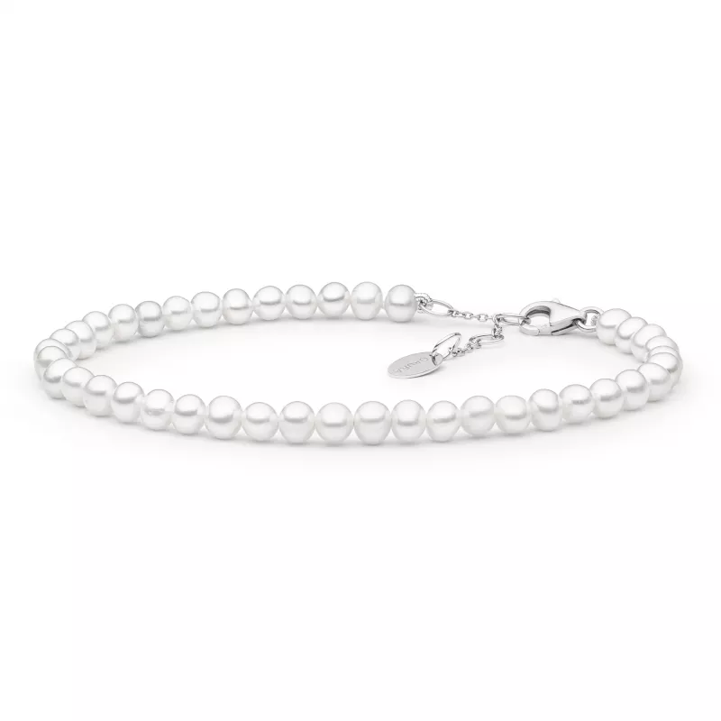 Gaura Pearls Perlenarmband - weiß, 18-21 cm, 5 mm, 925 Silber Gaura Pearls Perlenarmband - weiß, 18-21 cm, 5 mm, 925 Silber