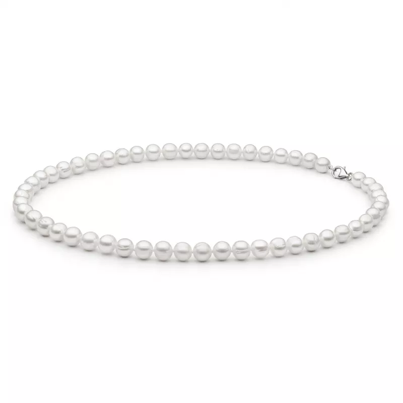 Perlenkette Herren weiß rund 8-8.5 mm, 45 cm, Verschluss 925er Silber, Gaura Pearls, Estland Perlenkette Herren weiß rund 8-8.5 mm, 45 cm, Verschluss 925er Silber, Gaura Pearls, Estland