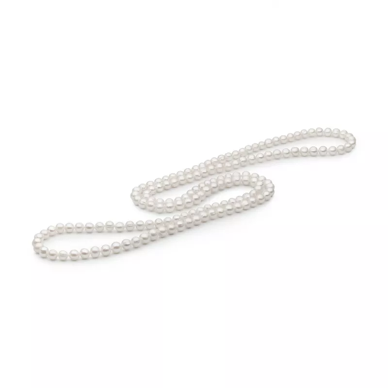 Gaura Pearls Perlenkette - weiß, rund, 8.5 mm, 120 cm