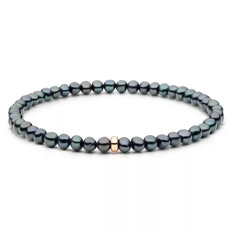 Modernes Perlenarmband schwarz 14K Roségold plattiertem 925er Silber, 4-4.5 mm, 18.5 cm, Gaura Pearls, Estland Modernes Perlenarmband schwarz 14K Roségold plattiertem 925er Silber, 4-4.5 mm, 18.5 cm, Gaura Pearls, Estland
