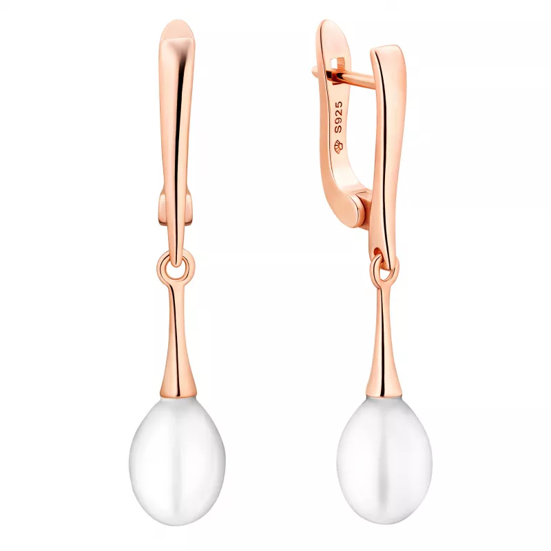 Gaura Pearls Perlenohrringe - weiß reis 585 Roségold plattiert Bild 1 Gaura Pearls Perlenohrringe - weiß reis 585 Roségold plattiert Bild 1