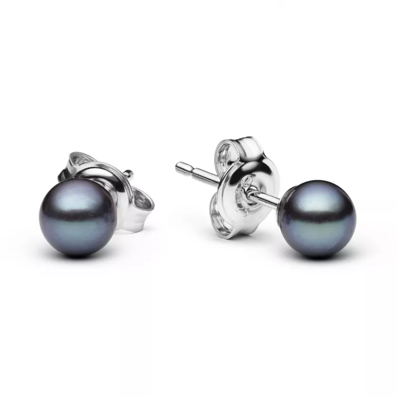 Klassischer Tahiti Perlenohrstecker schwarz rund 5-6 mm, rhodiniertes 925er Silber, Sicherheitsverschluss, Gaura Pearls, Estland Klassischer Tahiti Perlenohrstecker schwarz rund 5-6 mm, rhodiniertes 925er Silber, Sicherheitsverschluss, Gaura Pearls, Estland