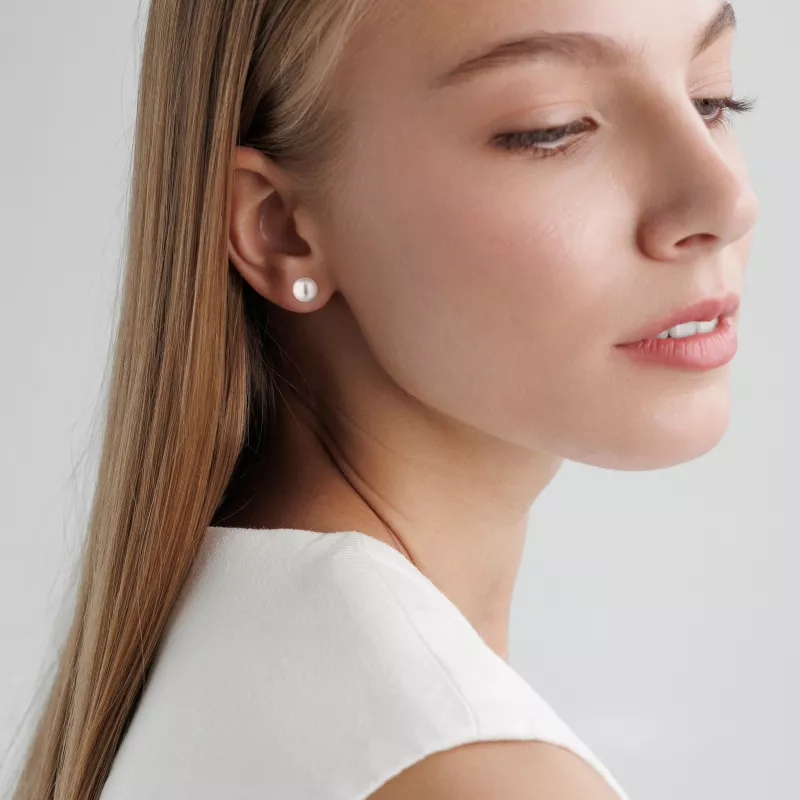 Klassischer Perlenohrstecker weiß rund 7.5-8 mm, 14KT Rosé Gold Sicherheitsverschluss, Gaura Pearls, Estland Bild Klassischer Perlenohrstecker weiß rund 7.5-8 mm, 14KT Rosé Gold Sicherheitsverschluss, Gaura Pearls, Estland Bild