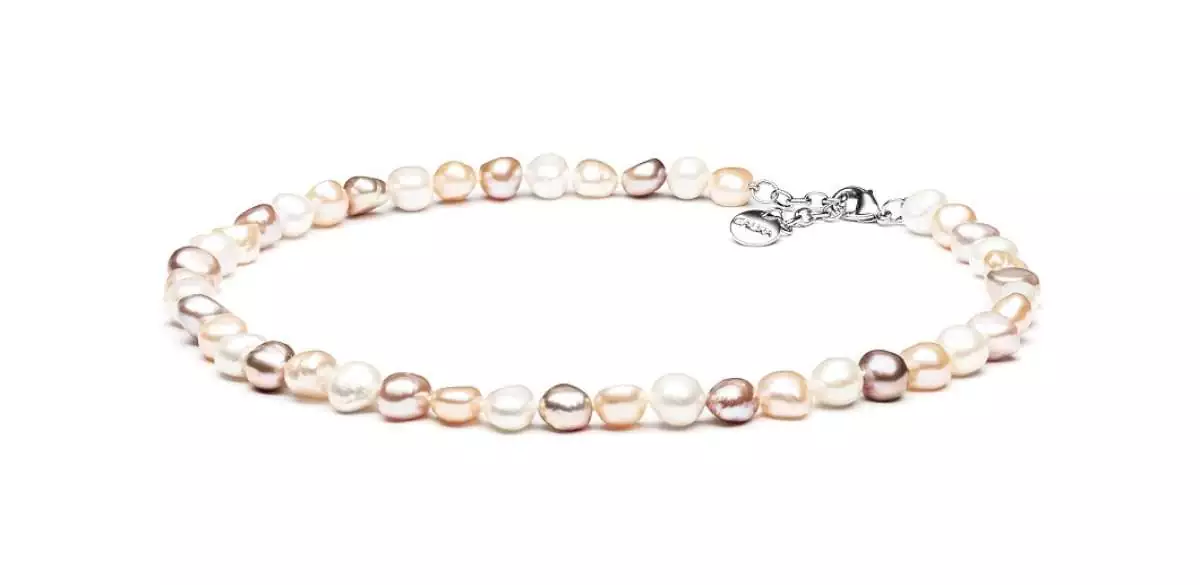 Einzigartige Perlenkette mehrfarbig barock 10-11 mm, 45 cm, Verschluss Stahl variabel, Gaura Pearls, Estland