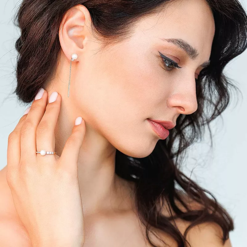 Gaura Pearls Perlenohrhänger - weiß, 6.5 mm, Zirkonia, 925 Silber Bild 1