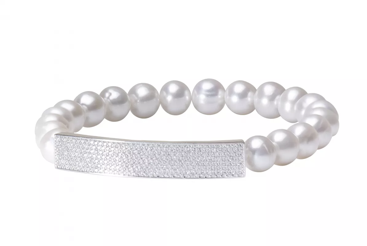 Perlenschmuck Perlenarmband weiß Zirkonia rund Silber L184-65B Perlenschmuck Perlenarmband weiß Zirkonia rund Silber L184-65B