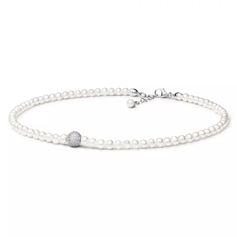 Gaura Pearls Perlenkette - weiß, Zirkoniaperle, 39-42 cm, 925 Silber Gaura Pearls Perlenkette - weiß, Zirkoniaperle, 39-42 cm, 925 Silber