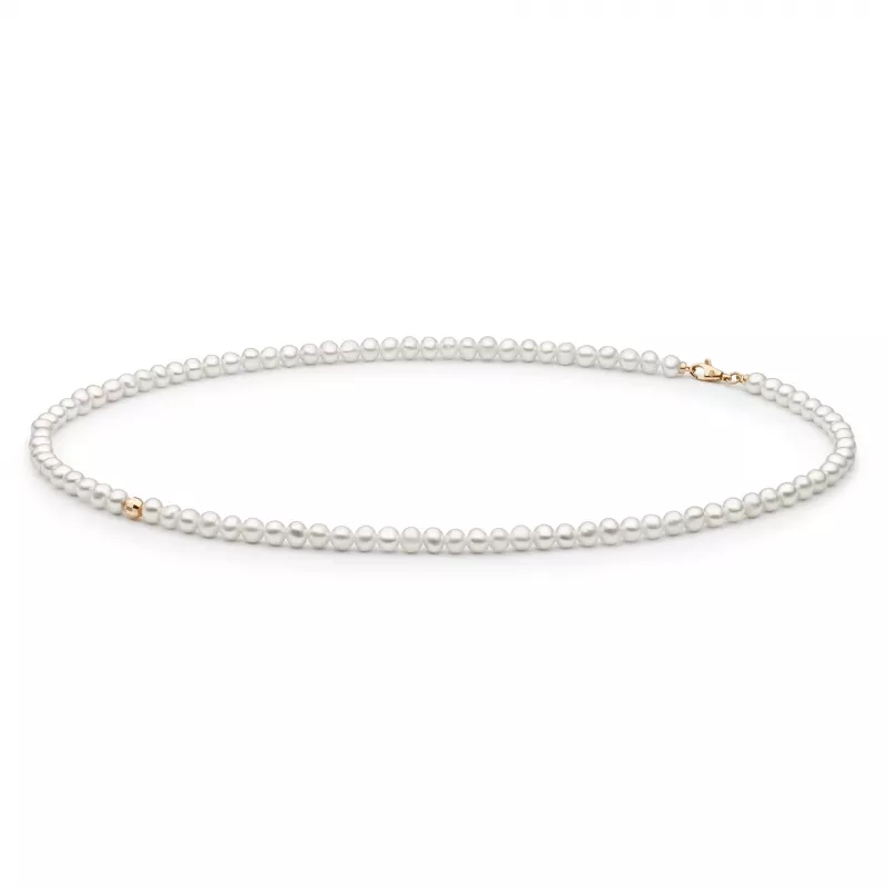Gaura Pearls Perlenkette - weiß, rund, 40 cm, 585 Roségold Gaura Pearls Perlenkette - weiß, rund, 40 cm, 585 Roségold