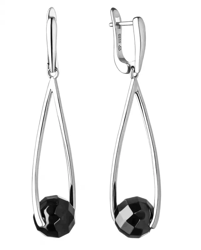 Luxury Perlenohrhänger schwarz Onyx rund Luxury Perlenohrhänger schwarz Onyx rund
