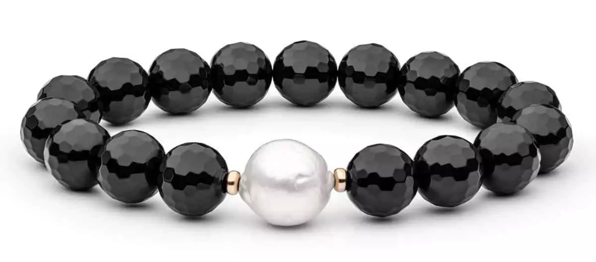 Modernes Perlenarmband Edison Perle mit Onyx schwarz