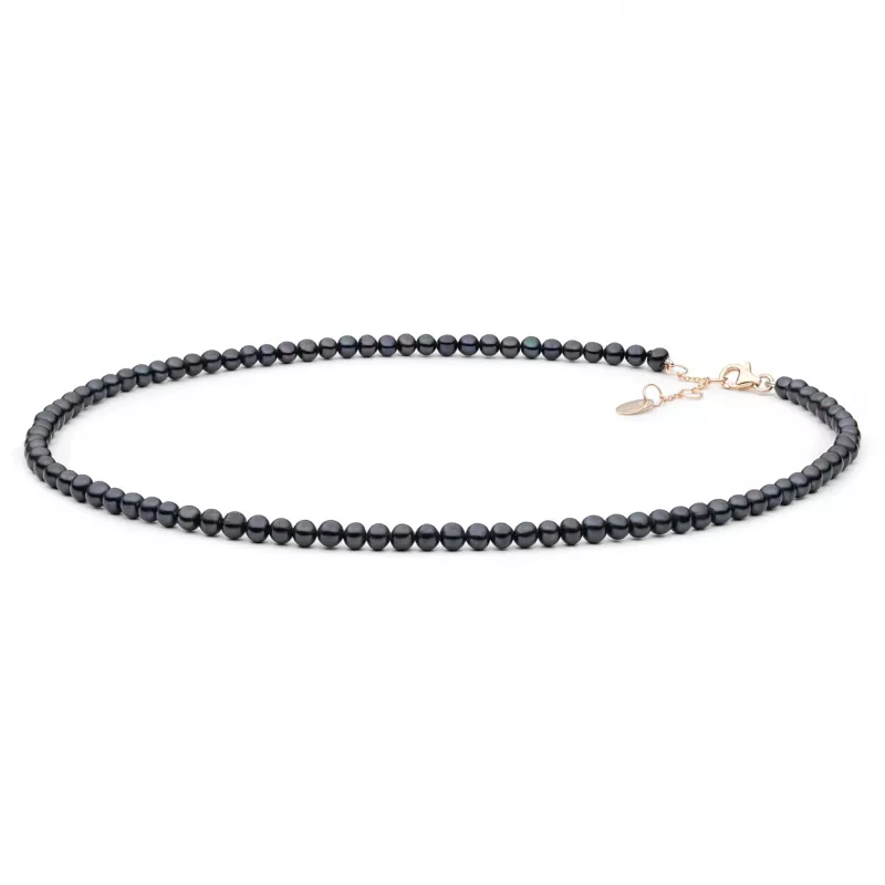 Gaura Pearls Perlenkette - schwarz, rund, 38-41 cm, 585 Roségold plattiert Gaura Pearls Perlenkette - schwarz, rund, 38-41 cm, 585 Roségold plattiert