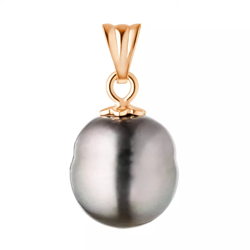 Perlenanhänger Tahiti-Perle mit Circle schwarz 9-10 mm, Rose 14KT Gold, Gaura Pearls, Estland