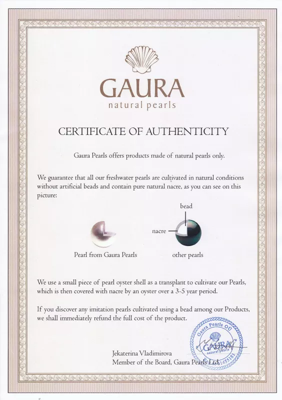 Zertifikat Gaura Pearls Zertifikat Gaura Pearls