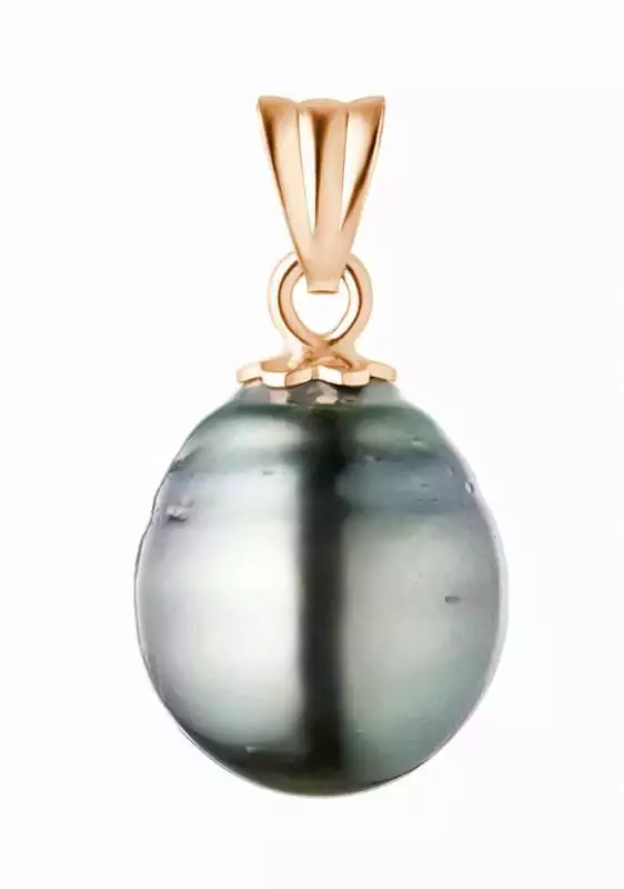 Perlenanhänger Tahiti-Perle mit Circle schwarz 10-11 mm, Rose 14KT Gold, Gaura Pearls, Estland