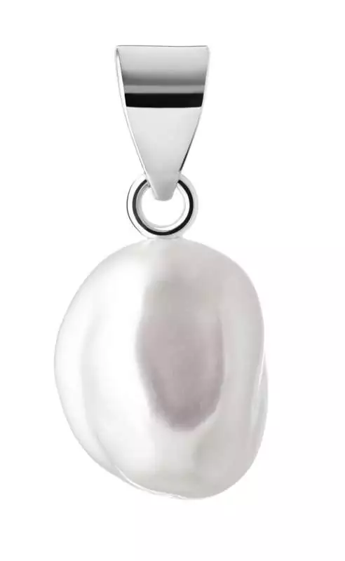 Perlenanhänger einzeln, weiß Keshi Perle 7-8 mm, 925er Silber, Gaura Pearls, Estland