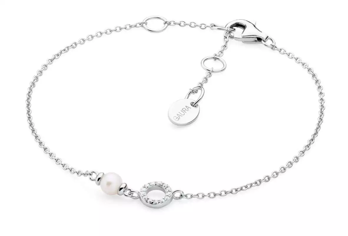 Perlenarmband weiß Silberkette Perlen SK22244B