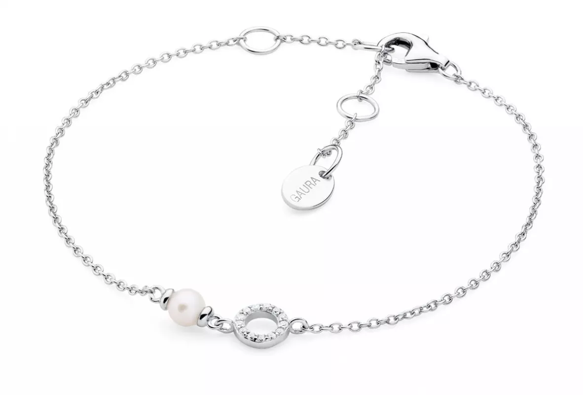 Perlenarmband weiß Silberkette Perlen SK22244B Perlenarmband weiß Silberkette Perlen SK22244B