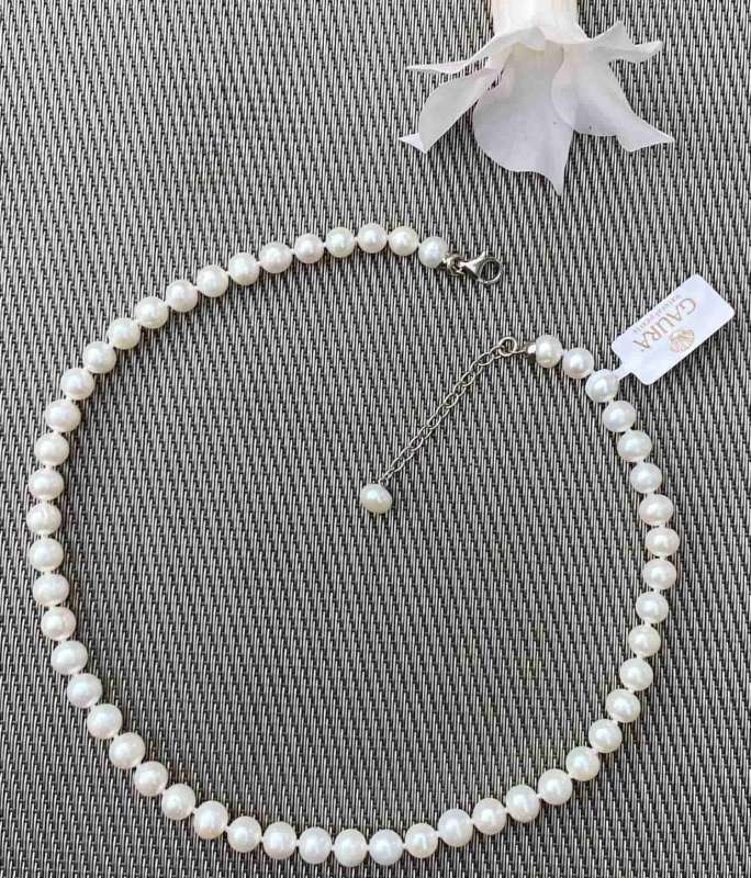 JYX Perlenkette weiss Perlenkette weiss AA 7,5-8 mm natürliche weiße Süßwasser Zuchtperlen Halskette und Armband 