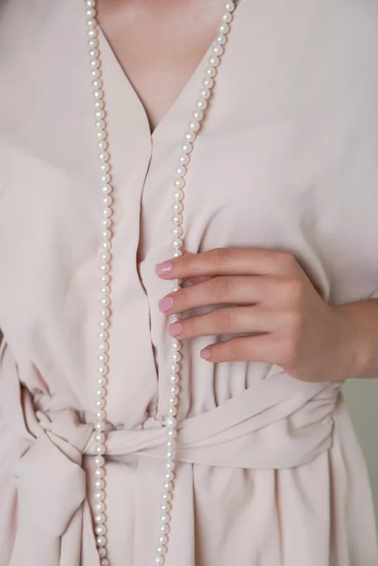 Gaura Pearls Perlenkette - weiß, rund, 8.5 mm, 120 cm Bild 2