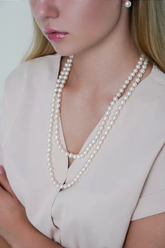 Gaura Pearls Perlenkette - weiß, elegant, 120 cm Gaura Pearls Perlenkette - weiß, elegant, 120 cm