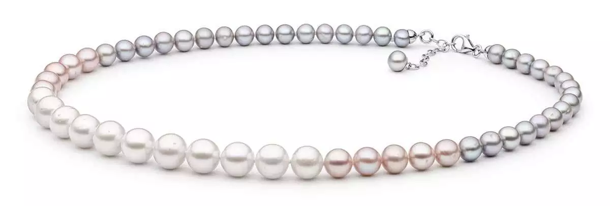 Elegante Perlenkette "Dancing Queen", rund, 7-11 mm, 45 cm Länge, Verschluss 925er Silber, Gaura Pearls, Estland