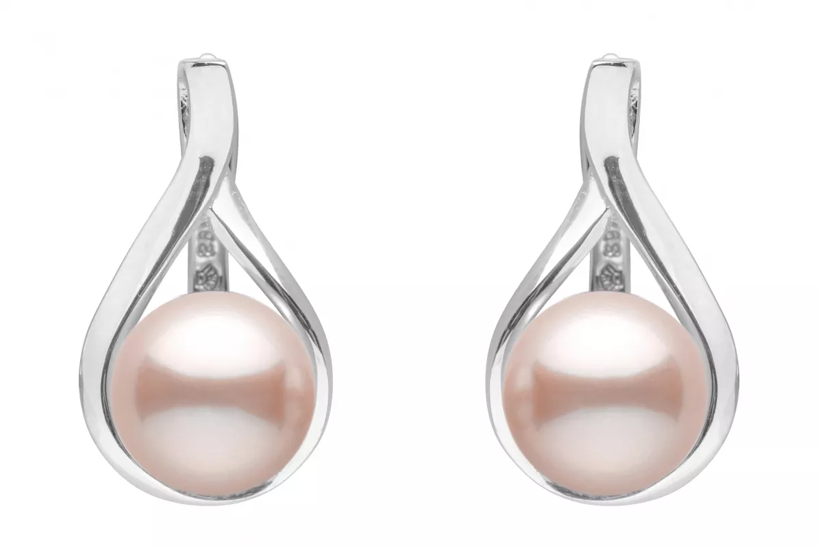 Casual Perlenohrringe rosa rund 8.5-9 mm, Englischer Verschluss, 925er Silber, Gaura Pearls, Estland Casual Perlenohrringe rosa rund 8.5-9 mm, Englischer Verschluss, 925er Silber, Gaura Pearls, Estland
