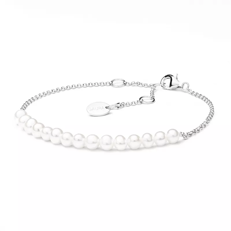 Gaura Pearls Perlenarmband - weiß, rund, 17-20 cm, 925 Silber Gaura Pearls Perlenarmband - weiß, rund, 17-20 cm, 925 Silber