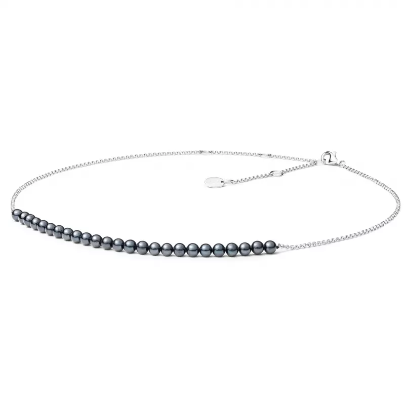 Gaura Pearls Silberkette - schwarz, 38-43 cm, 925 Silber Gaura Pearls Silberkette - schwarz, 38-43 cm, 925 Silber
