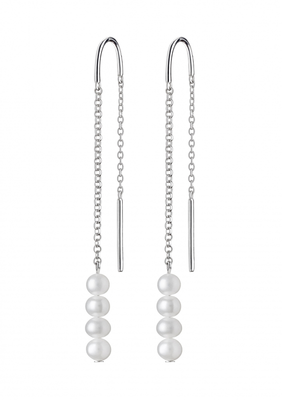 Perlenschmuck Set - Klassisch elegant - Perlenring weiß, Perlenohrring hängend weiß, Marke: Gaura Pearls, Estland