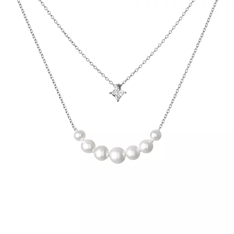 Gaura Pearls Silberkette - weiß, Layering, Zirkonia, 40-45 cm, 925 Silber Gaura Pearls Silberkette - weiß, Layering, Zirkonia, 40-45 cm, 925 Silber