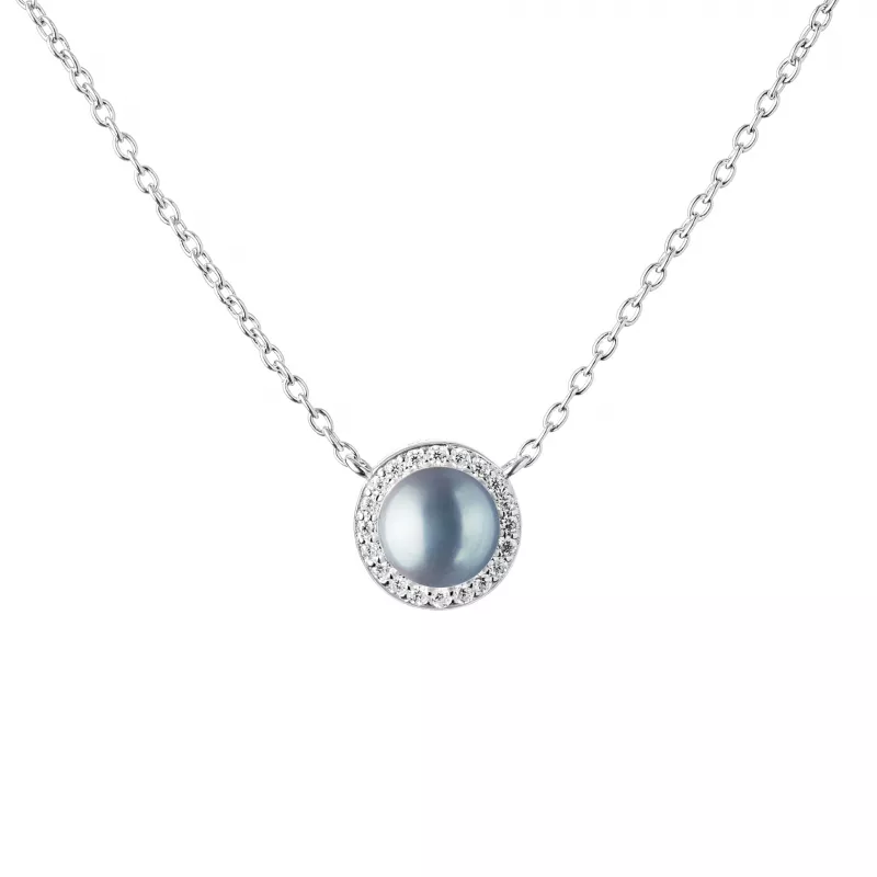 Gaura Pearls Silberkette - grau, Zirkonia, 41-48 cm, 925 Silber