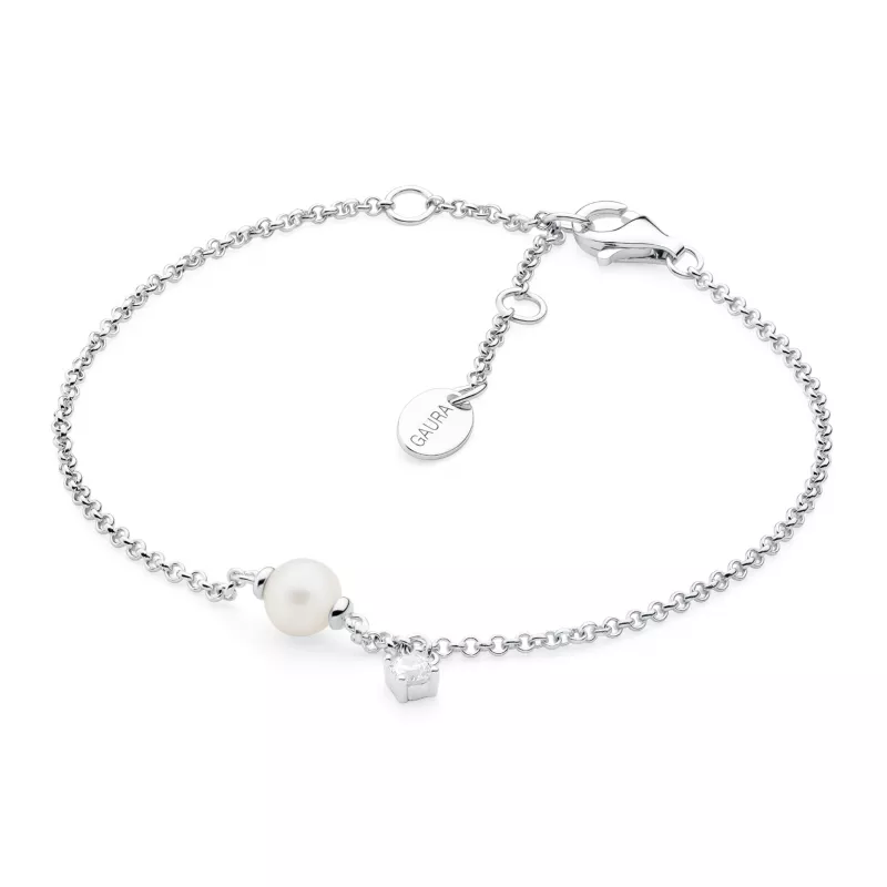 Gaura Pearls Perlenarmband - weiß, Zirkonia, 16-19 cm, 925 Silber Gaura Pearls Perlenarmband - weiß, Zirkonia, 16-19 cm, 925 Silber