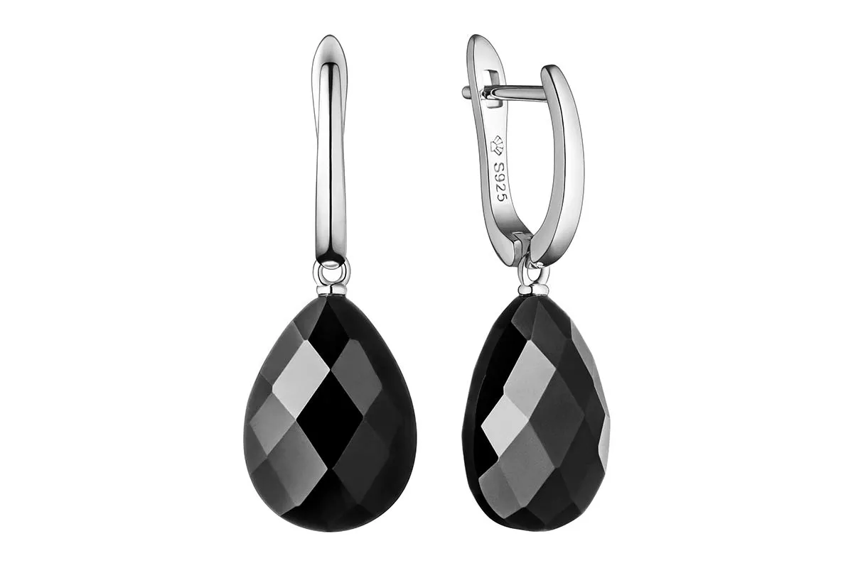 Luxury Perlenohrhänger schwarz Onyx rund Luxury Perlenohrhänger schwarz Onyx rund
