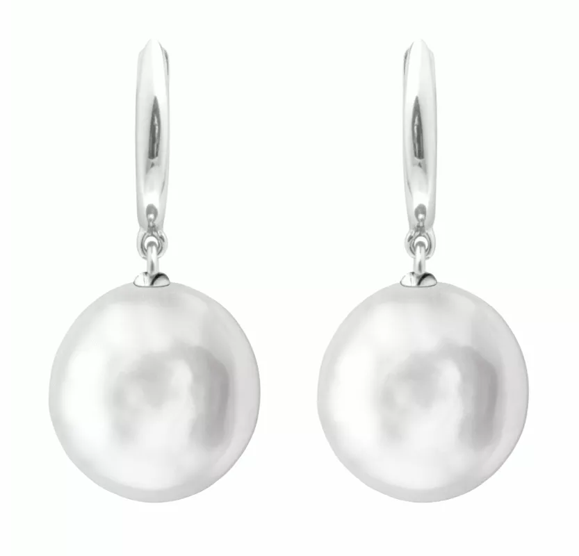 Eleganter Perlenohrring hängend weiß barock 12-13 mm, Zirkonia, Englischer Verschluss, Gaura Pearls, Estland Eleganter Perlenohrring hängend weiß barock 12-13 mm, Zirkonia, Englischer Verschluss, Gaura Pearls, Estland